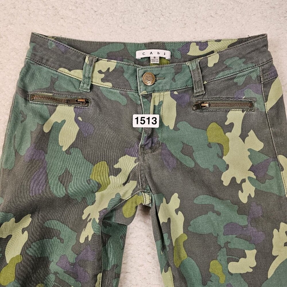 CAbi Jeans Women's Size 2 Camo Green Skinny Ankle Zippers Military Outdoors - Picture 15 of 15